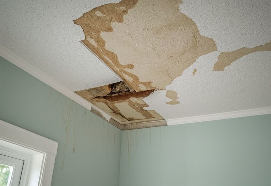 Water-damaged ceiling from a roof leak in a Florida home